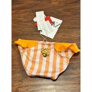 NWT Peanuts Snoopy Toddler Swim Bottom 2-3Y By Zara With Orange Stripes & Frills